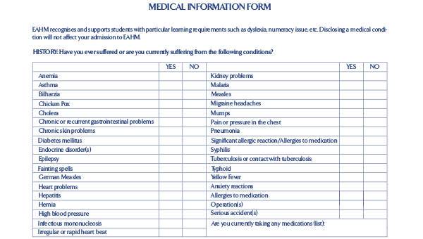  sample medical information forms