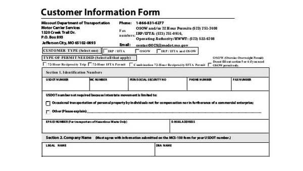 New Customer Information Form Template from images.sampleforms.com