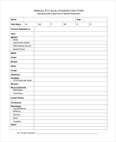 annual physical examination form