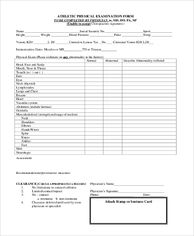 FREE 9+ Sample Physical Examination Forms in PDF | MS Word