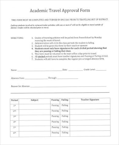 academic travel approval form