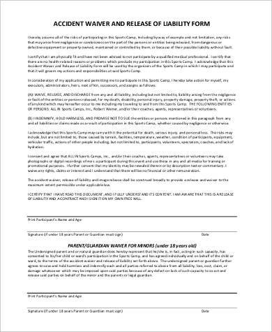 accident liability release form