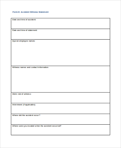 FREE 10+ Sample Witness Statement Forms in PDF | MS Word | Excel