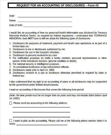 accounting of disclosures request form