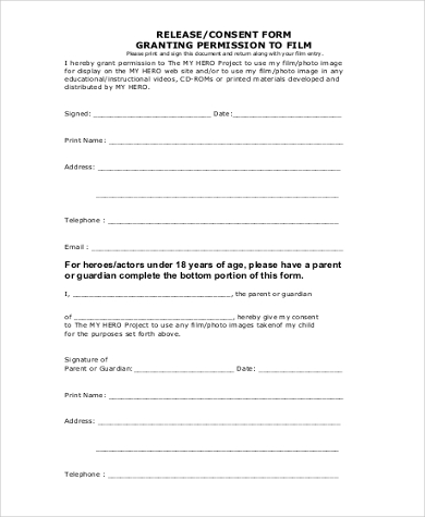 actor release consent form