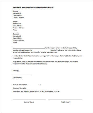 affidavit form for legal guardianship1