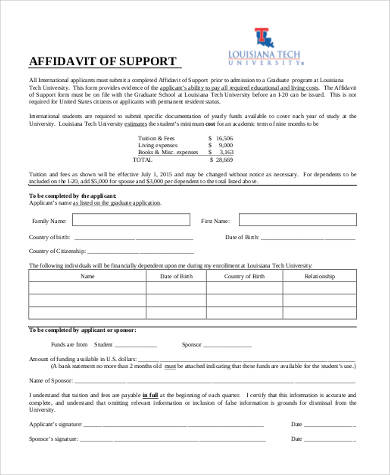 affidavit of support form pdf