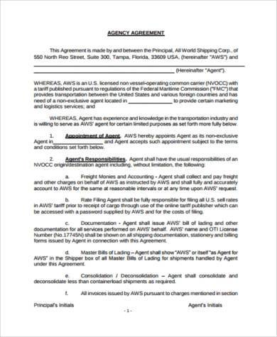 agency agreement form in pdf