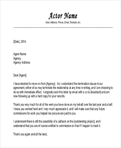 agent termination letter