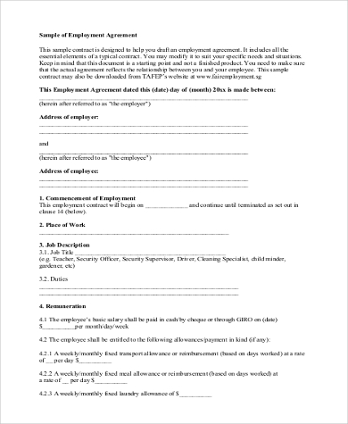 agreement of employment contract1