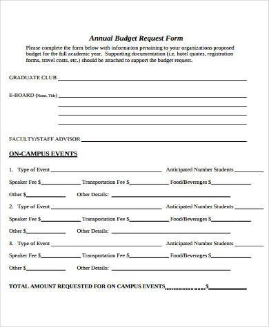 annual budget request form