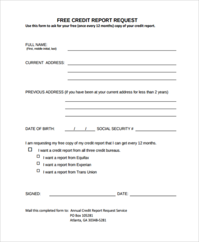 annual credit report application form