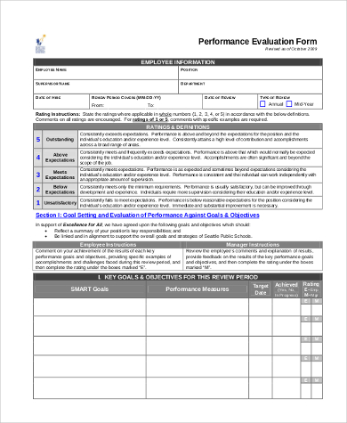annual employee performance evaluation form