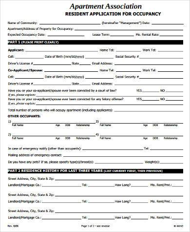 apartment association application form1