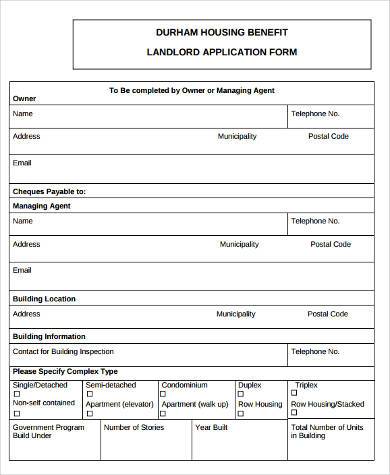 apartment landlord application form 