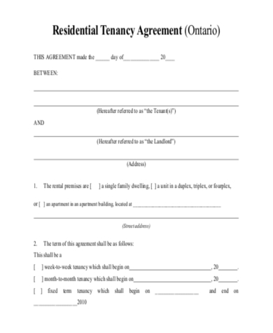 apartment lease rental agreement