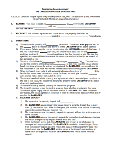 apartment rental lease agreement