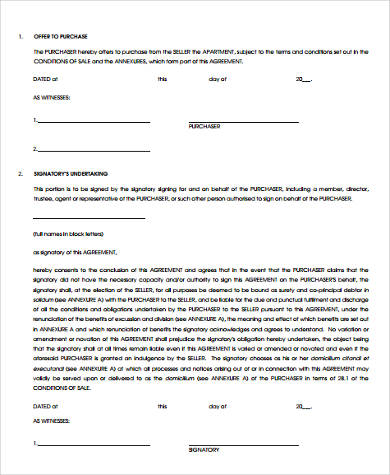 apartment sale contract form