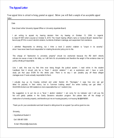 Sample Appeal Letter Format - 9+ Free Documents in Word, PDF