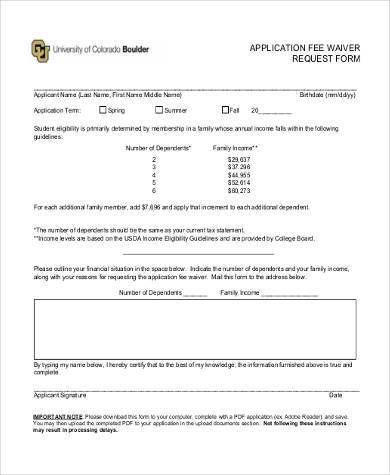 application fee waiver request form