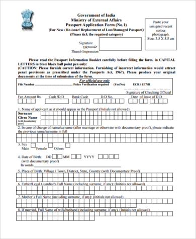 application form for lost passport