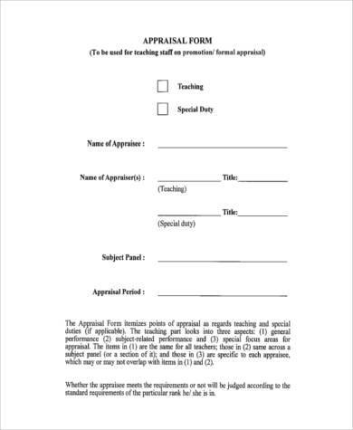 appraisal form example