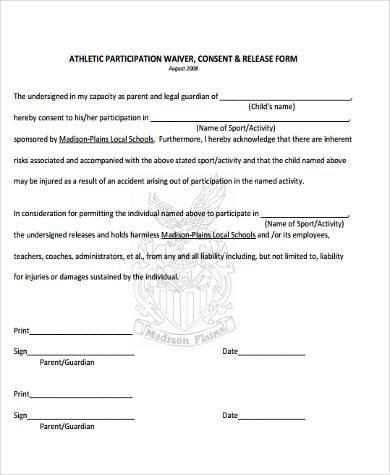 Amateur Athletic Waiver and Release of Liability - Athletic Waiver And  Release Template