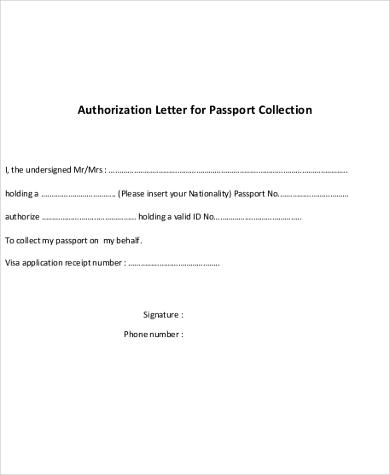 Passport Collection Authorization Letter from images.sampleforms.com