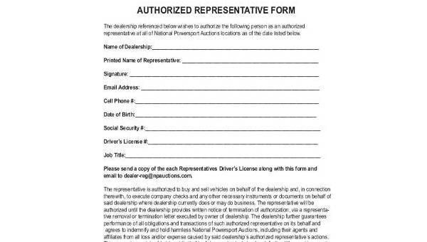 Free 9 Authorized Representative Forms And Samples In Pdf Ms Word 3527