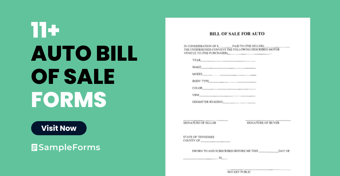 auto bill of sale form