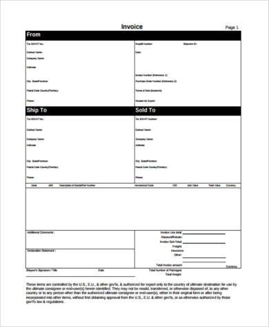 auto sales invoice form