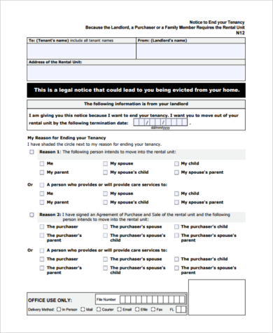 baby eviction notice form sample