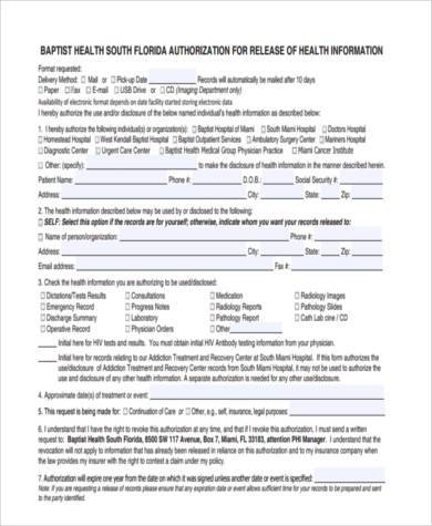 baptist hospital release form