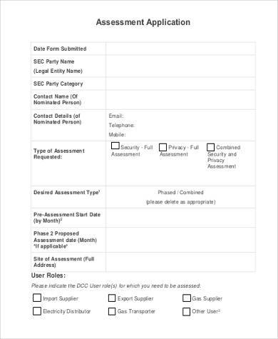 basic assessment application form