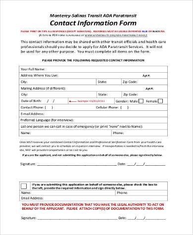 basic contact information form