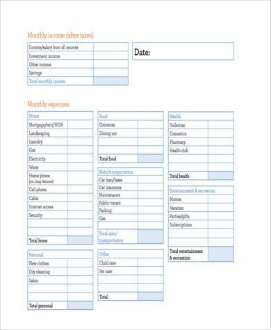 FREE 9+ Sample Household Budget Forms in PDF | MS Word | Excel