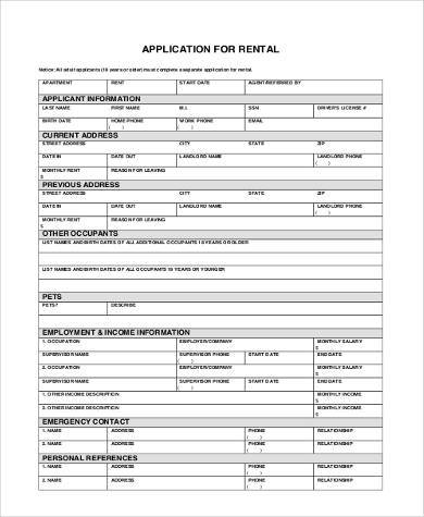 basic rental application form pdf