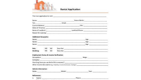 basic rental application samples