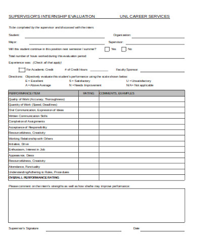 FREE 11+ Internship Evaluation Forms in PDF | Excel | MS Word