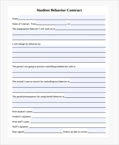 behavioral contract for students