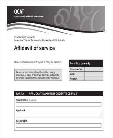 blank affidavit of service form