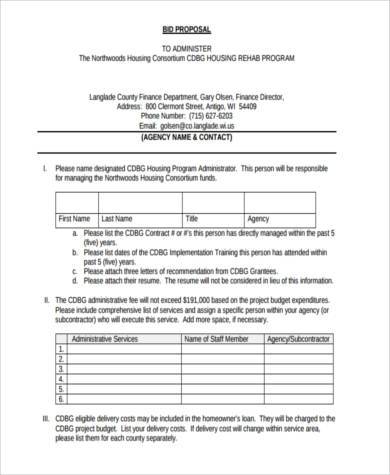 blank bid proposal form