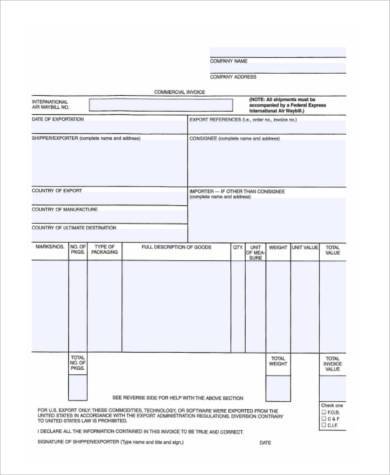 blank business invoice form