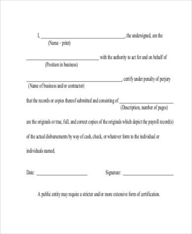 blank certified payroll form
