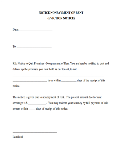 blank eviction notice form