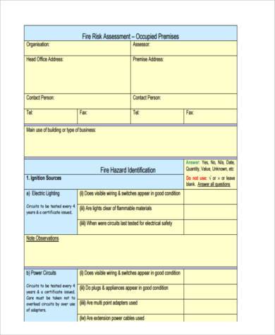 blank fire risk assessment form1