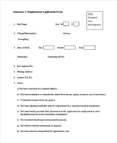 blank generic application for employment