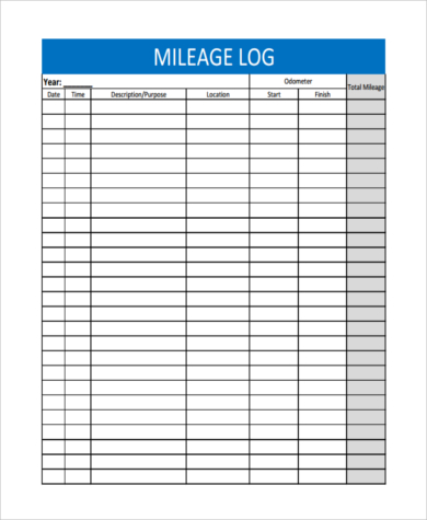 blank mileage tracker form example