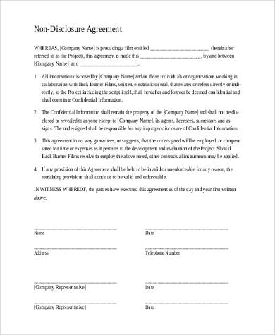 blank non disclosure agreement form