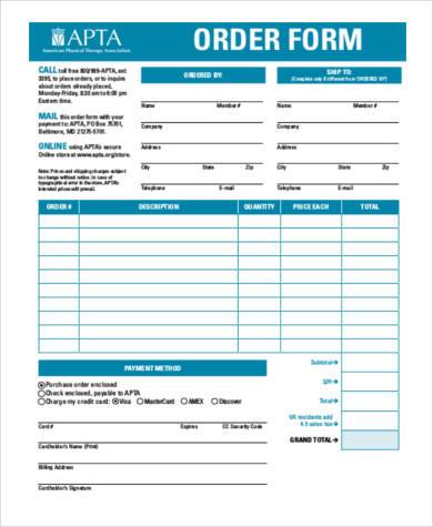 free 10 sample blank order forms in pdf ms word excel